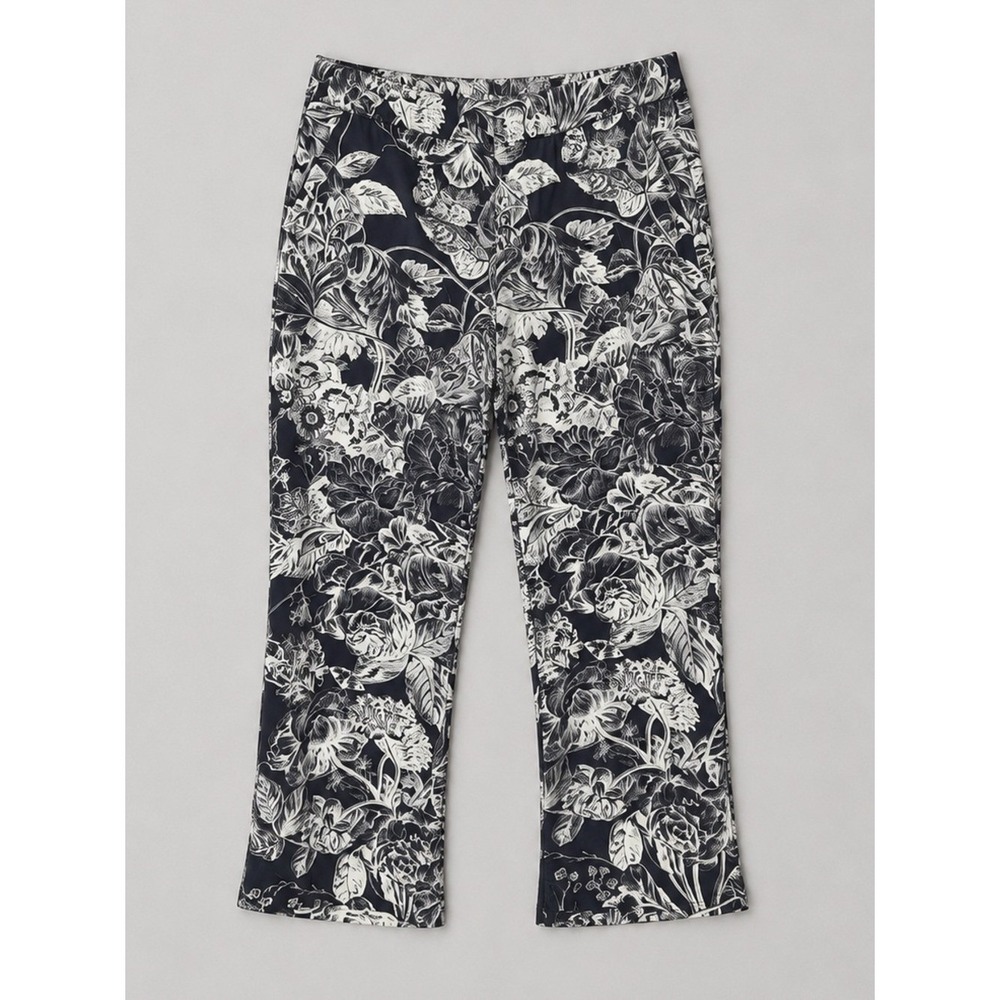 Loft Women Lyocell Wide Leg Pants Medium Coastal Resort Beach Floral Euro Summer